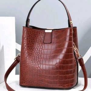 Brown Faux Leather Crossbody Bag, Handbag, Purse, Shoulder Bag, Tote